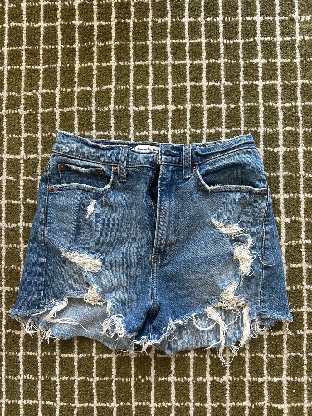 Abercrombie & Fitch Light Blue Distressed Denim Shorts